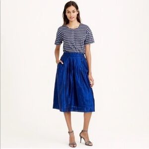 J. Crew Metallic Sparkle Full Midi Skirt Bright Royal Midnight Blue Size 8